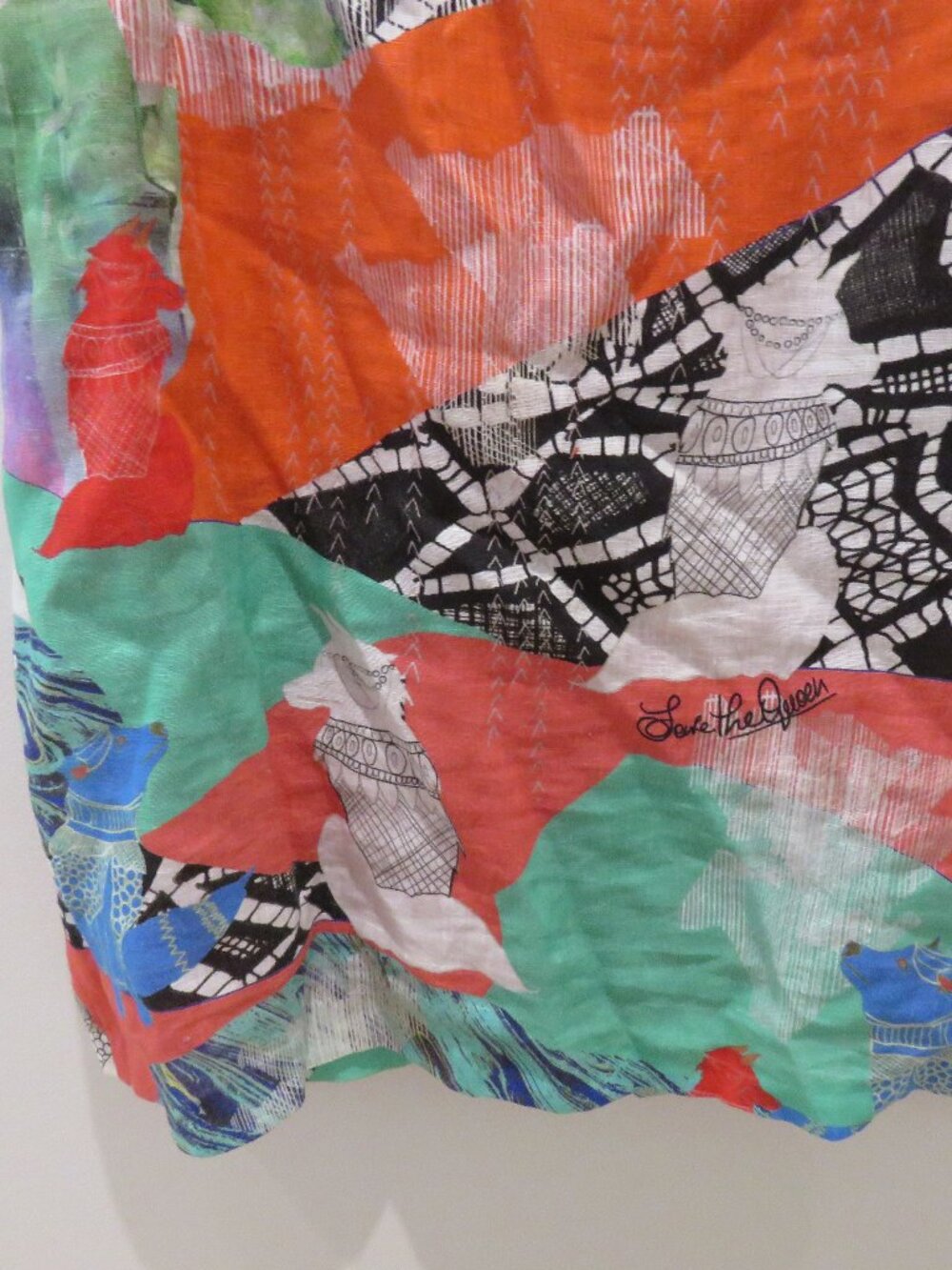 SAVE THE QUEEN 100% Linen Abstract Artsy Dress XL Quirky Lagenlook Avant Garde - Picture 3 of 16